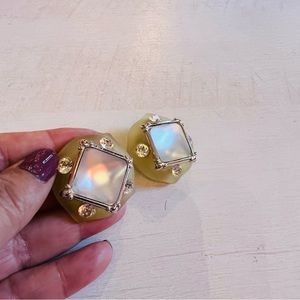 Vintage 1980’s Clip Rhinestone Art Deco Style Earrings